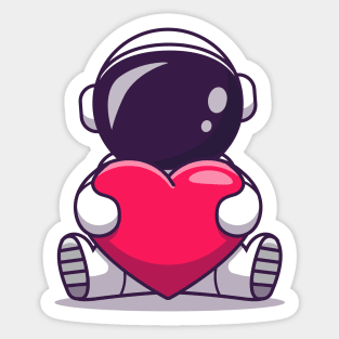 Cute Astronaut Holding Heart Love Sticker